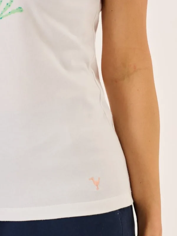 Quba & Co White Quba And Co Coral Design Short Sleeved T-Shirt - Collina Clearance