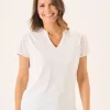 Quba & Co White Short Broderie Sleeved T-Shirt - Leela Outlet