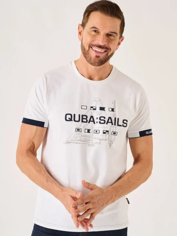 Quba & Co White X-Series Quba Sails Nautical Print T-Shirt - Naylor Clearance