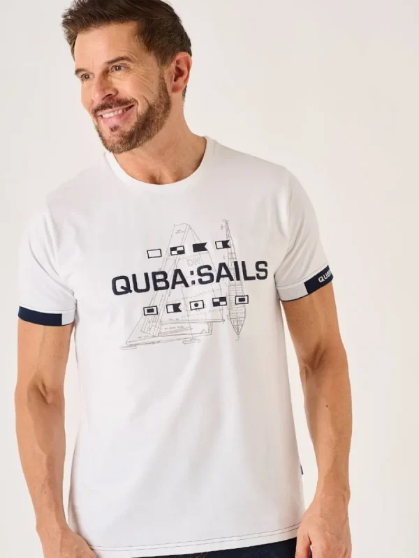 Quba & Co White X-Series Quba Sails Nautical Print T-Shirt - Naylor Clearance