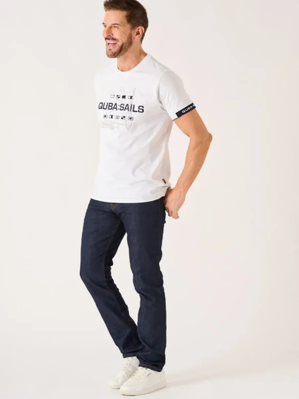 Quba & Co White X-Series Quba Sails Nautical Print T-Shirt - Naylor Clearance