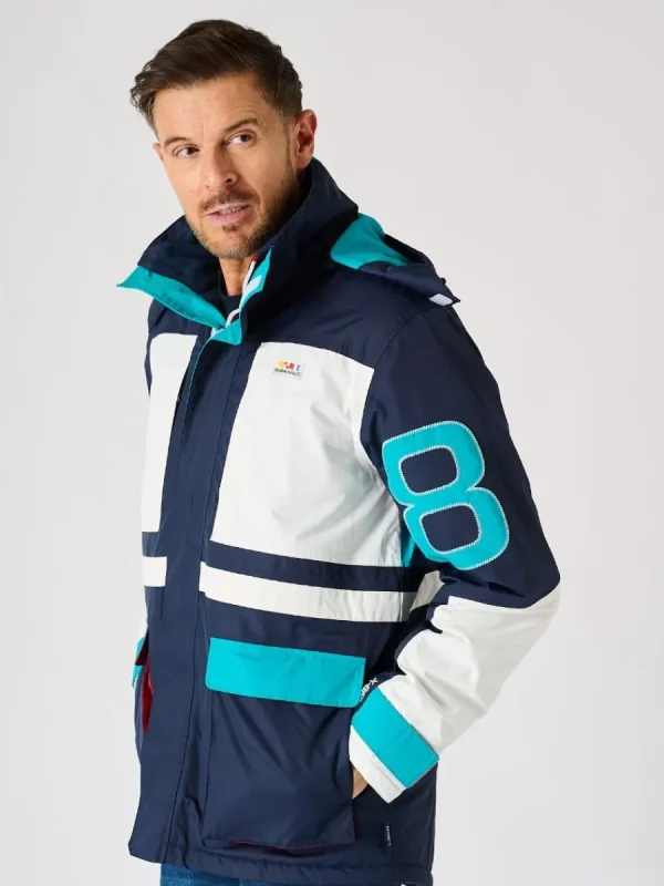 Quba & Co X-Series Navy White and Teal Waterproof Sailing Jacket - Zermatt Online
