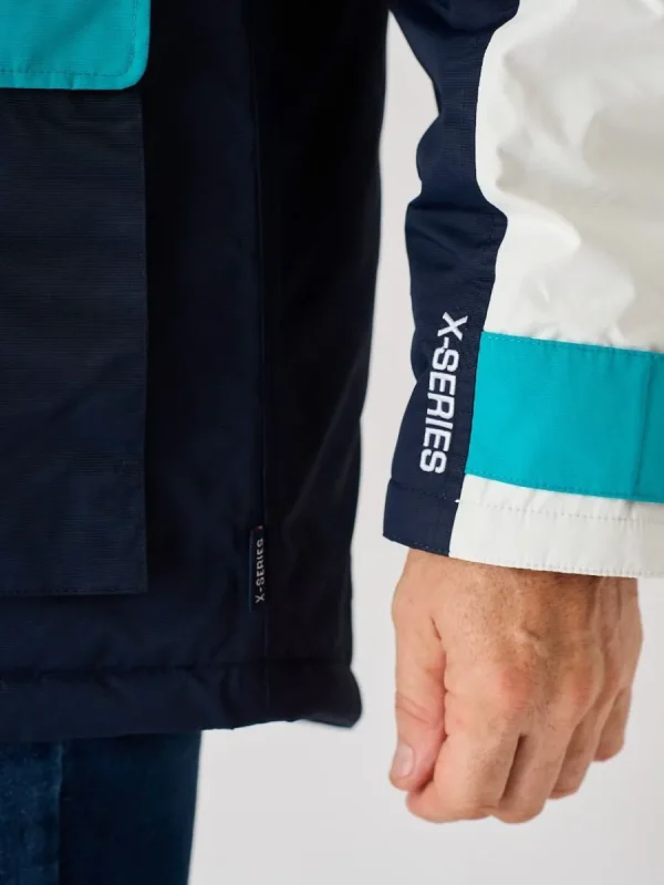 Quba & Co X-Series Navy White and Teal Waterproof Sailing Jacket - Zermatt Online