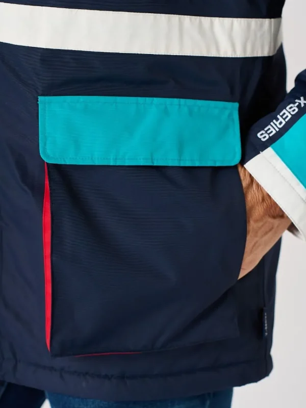 Quba & Co X-Series Navy White and Teal Waterproof Sailing Jacket - Zermatt Online