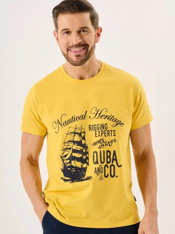 Quba & Co Yellow Sand Nautical Boat Print T-Shirt - Collins Sale