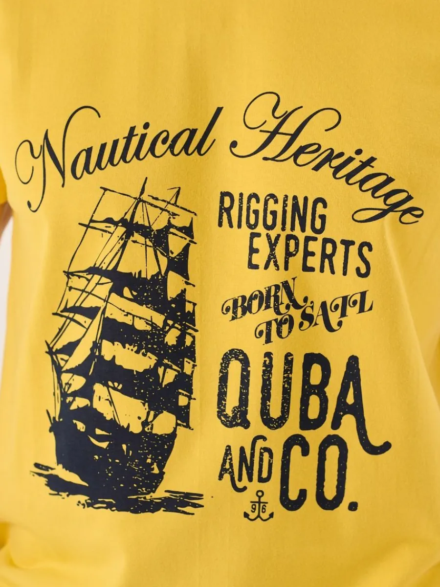 yellow_sand_nautical_boat_1.webp Quba & Co Yellow Sand Nautical Boat Print T-Shirt - Collins Sale