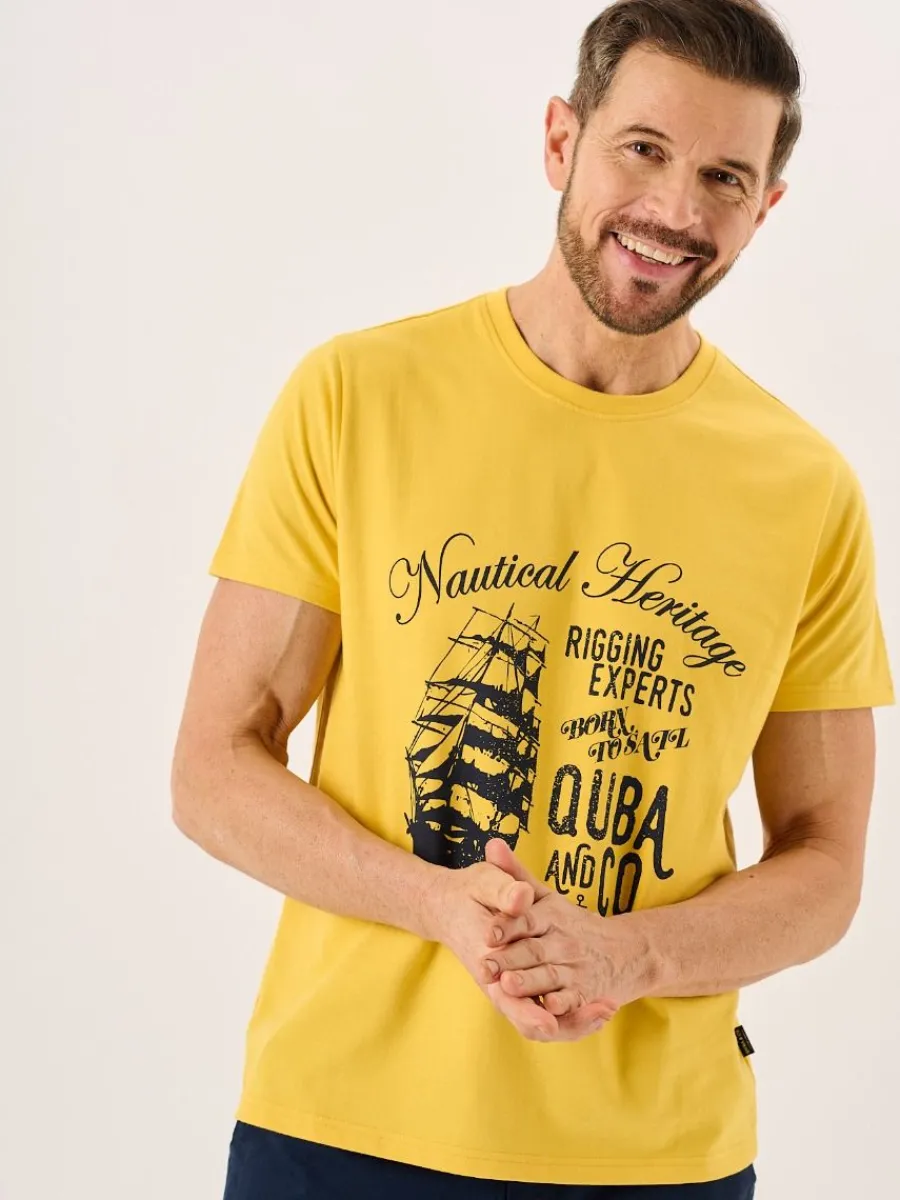 yellow_sand_nautical_boat_3.webp Quba & Co Yellow Sand Nautical Boat Print T-Shirt - Collins Sale